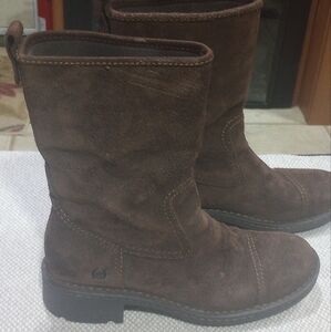 Born Brown Suede Pull On Boots Size 8.5/40